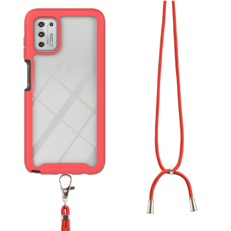For Motorola Moto G Stylus 2021 Starry Sky Solid Color Series Shockproof PC + TPU Protective Case with Neck Strap
