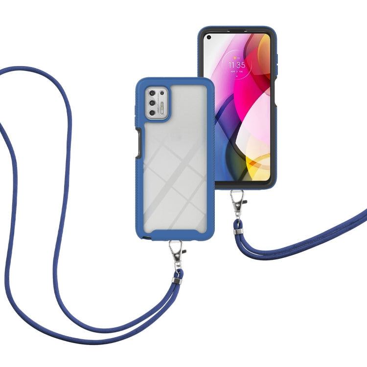 For Motorola Moto G Stylus 2021 Starry Sky Solid Color Series Shockproof PC + TPU Protective Case with Neck Strap