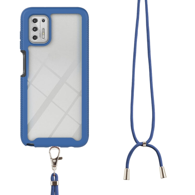 For Motorola Moto G Stylus 2021 Starry Sky Solid Color Series Shockproof PC + TPU Protective Case with Neck Strap