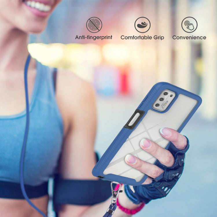 For Motorola Moto G Stylus 2021 Starry Sky Solid Color Series Shockproof PC + TPU Protective Case with Neck Strap