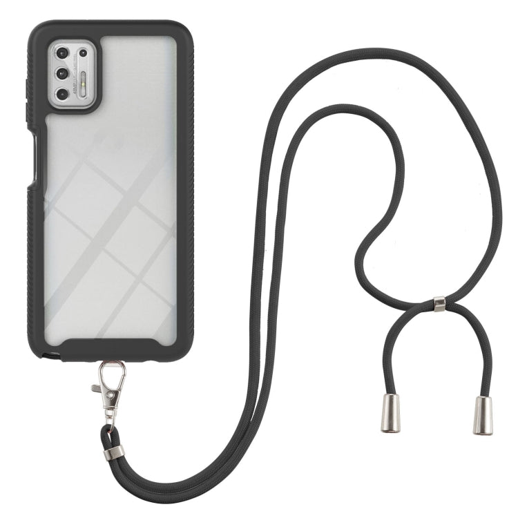 For Motorola Moto G Stylus 2021 Starry Sky Solid Color Series Shockproof PC + TPU Protective Case with Neck Strap