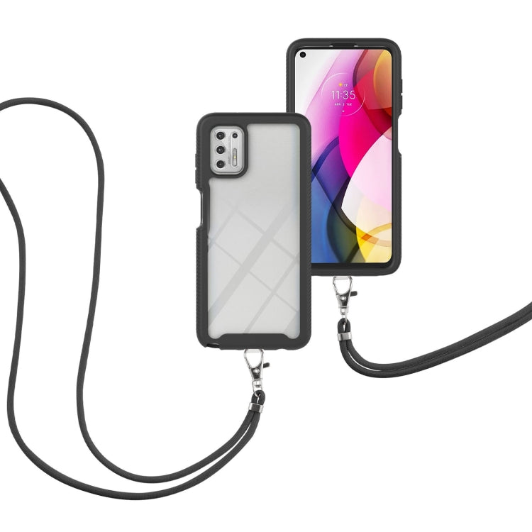 For Motorola Moto G Stylus 2021 Starry Sky Solid Color Series Shockproof PC + TPU Protective Case with Neck Strap