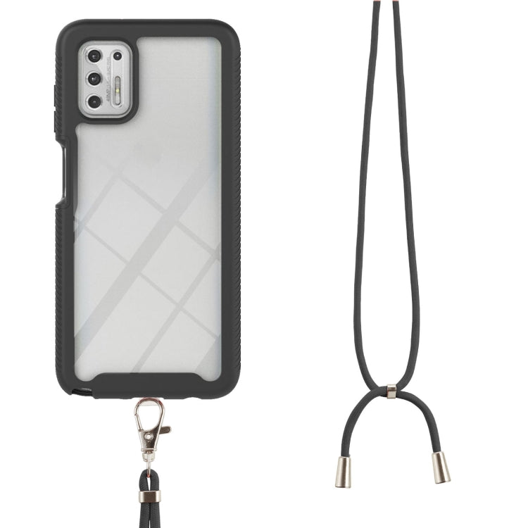 For Motorola Moto G Stylus 2021 Starry Sky Solid Color Series Shockproof PC + TPU Protective Case with Neck Strap