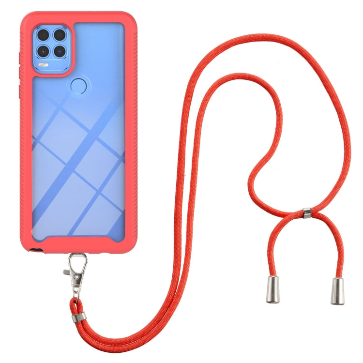 For Motorola Moto G Stylus 5G Starry Sky Solid Color Series Shockproof PC + TPU Protective Case with Neck Strap