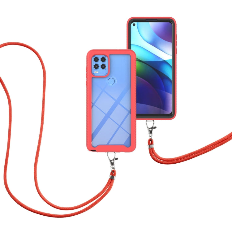 For Motorola Moto G Stylus 5G Starry Sky Solid Color Series Shockproof PC + TPU Protective Case with Neck Strap