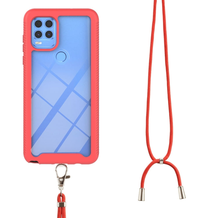 For Motorola Moto G Stylus 5G Starry Sky Solid Color Series Shockproof PC + TPU Protective Case with Neck Strap