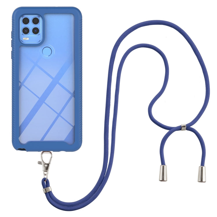 For Motorola Moto G Stylus 5G Starry Sky Solid Color Series Shockproof PC + TPU Protective Case with Neck Strap