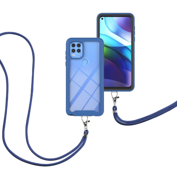 For Motorola Moto G Stylus 5G Starry Sky Solid Color Series Shockproof PC + TPU Protective Case with Neck Strap