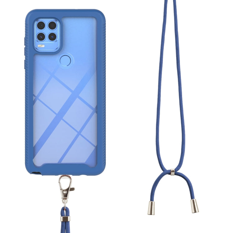 For Motorola Moto G Stylus 5G Starry Sky Solid Color Series Shockproof PC + TPU Protective Case with Neck Strap