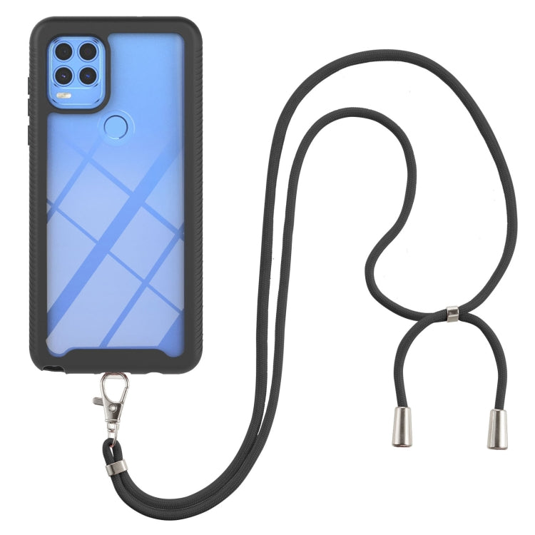 For Motorola Moto G Stylus 5G Starry Sky Solid Color Series Shockproof PC + TPU Protective Case with Neck Strap