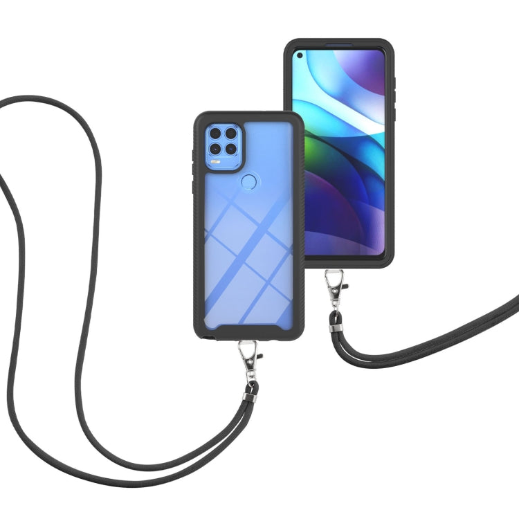 For Motorola Moto G Stylus 5G Starry Sky Solid Color Series Shockproof PC + TPU Protective Case with Neck Strap