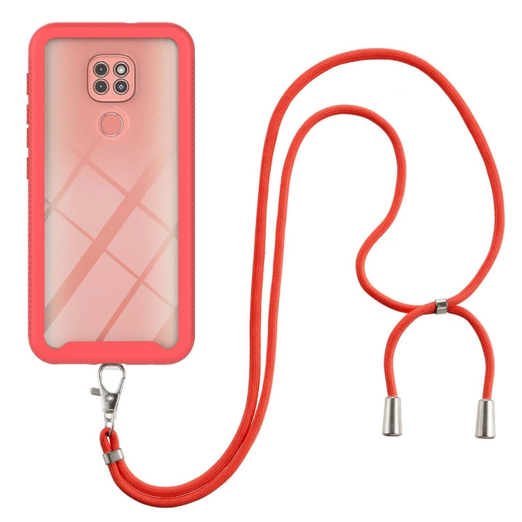 For Motorola Moto G9 Play / E7 Plus Starry Sky Solid Color Series Shockproof PC + TPU Protective Case with Neck Strap
