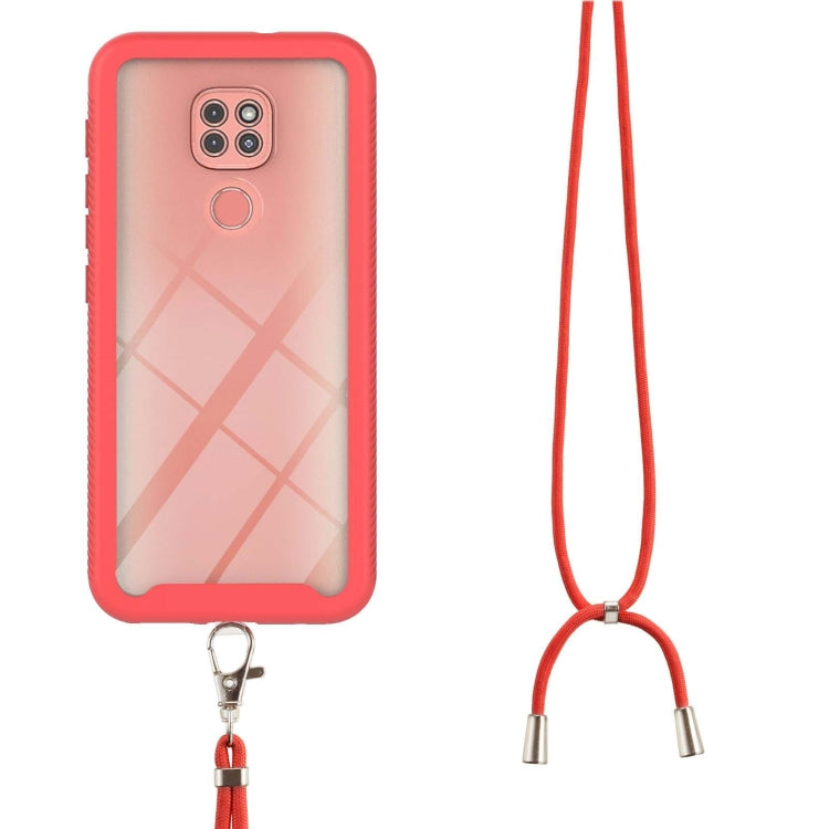 For Motorola Moto G9 Play / E7 Plus Starry Sky Solid Color Series Shockproof PC + TPU Protective Case with Neck Strap