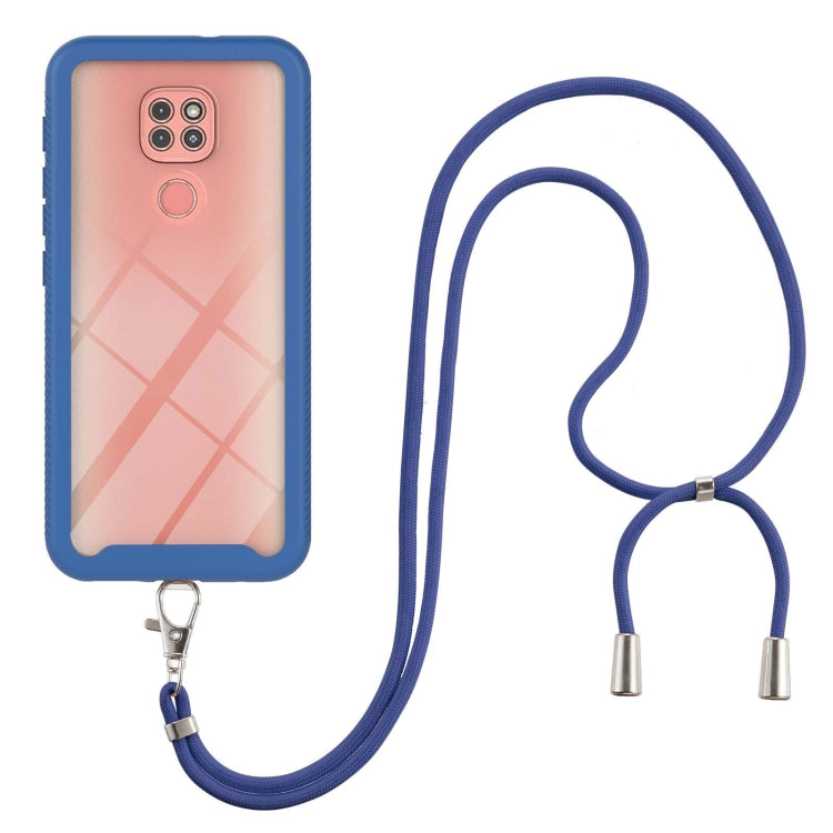For Motorola Moto G9 Play / E7 Plus Starry Sky Solid Color Series Shockproof PC + TPU Protective Case with Neck Strap