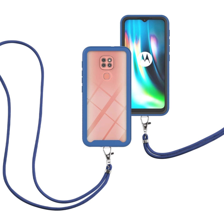 For Motorola Moto G9 Play / E7 Plus Starry Sky Solid Color Series Shockproof PC + TPU Protective Case with Neck Strap