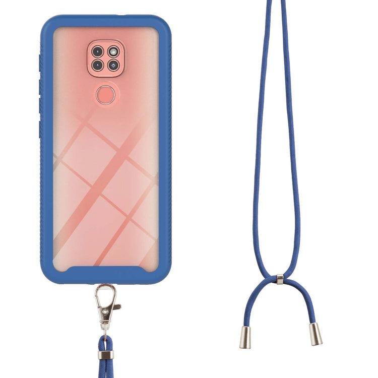 For Motorola Moto G9 Play / E7 Plus Starry Sky Solid Color Series Shockproof PC + TPU Protective Case with Neck Strap