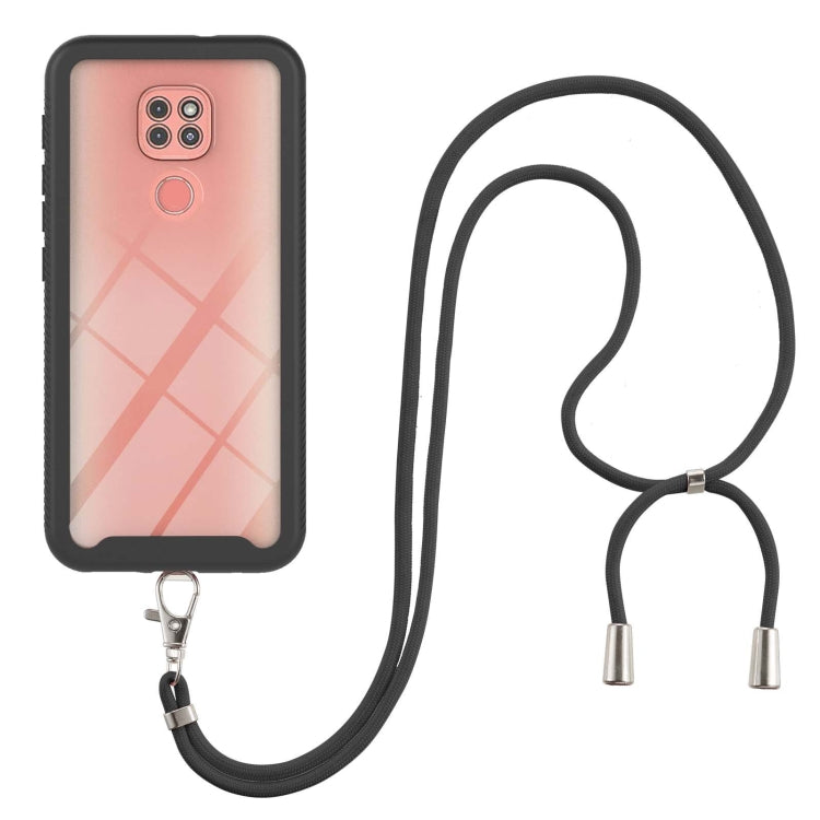 For Motorola Moto G9 Play / E7 Plus Starry Sky Solid Color Series Shockproof PC + TPU Protective Case with Neck Strap