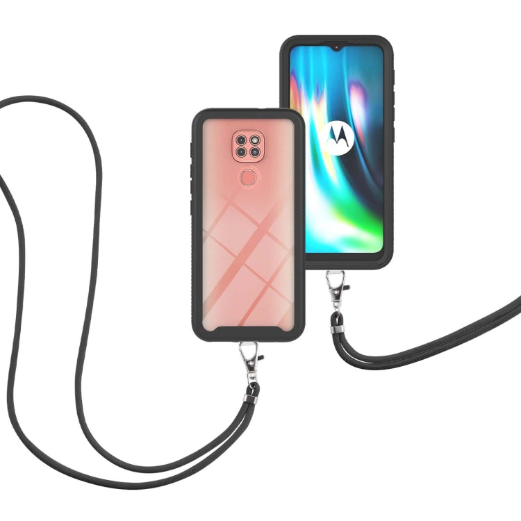 For Motorola Moto G9 Play / E7 Plus Starry Sky Solid Color Series Shockproof PC + TPU Protective Case with Neck Strap