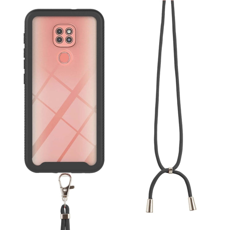 For Motorola Moto G9 Play / E7 Plus Starry Sky Solid Color Series Shockproof PC + TPU Protective Case with Neck Strap