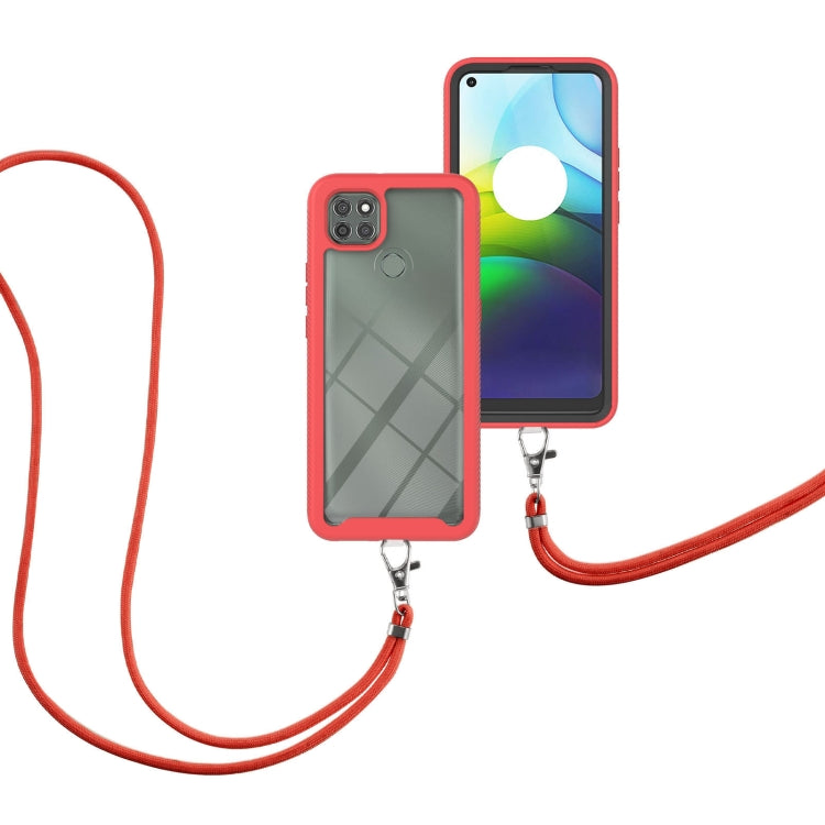 For Motorola Moto G9 Power Starry Sky Solid Color Series Shockproof PC + TPU Protective Case with Neck Strap