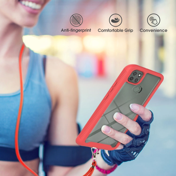 For Motorola Moto G9 Power Starry Sky Solid Color Series Shockproof PC + TPU Protective Case with Neck Strap