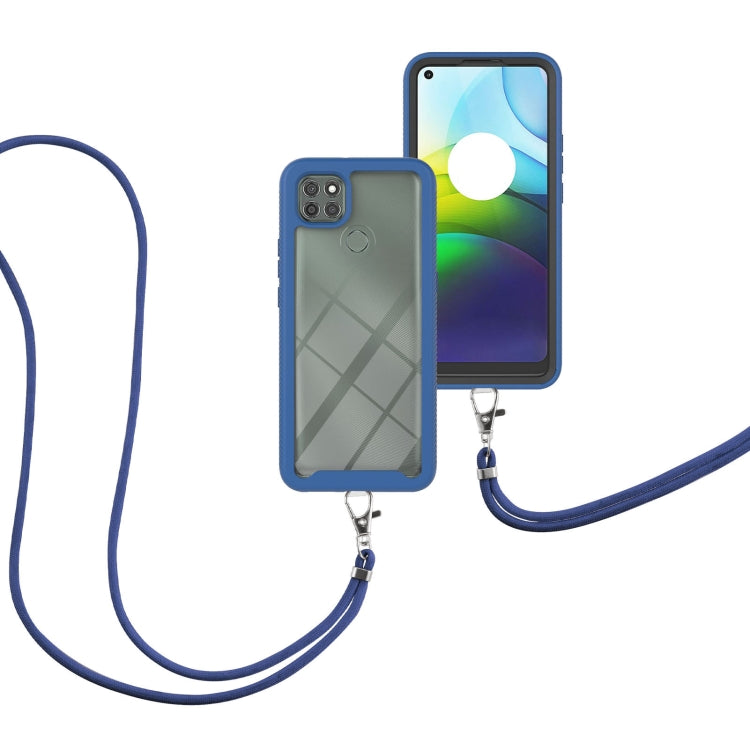 For Motorola Moto G9 Power Starry Sky Solid Color Series Shockproof PC + TPU Protective Case with Neck Strap