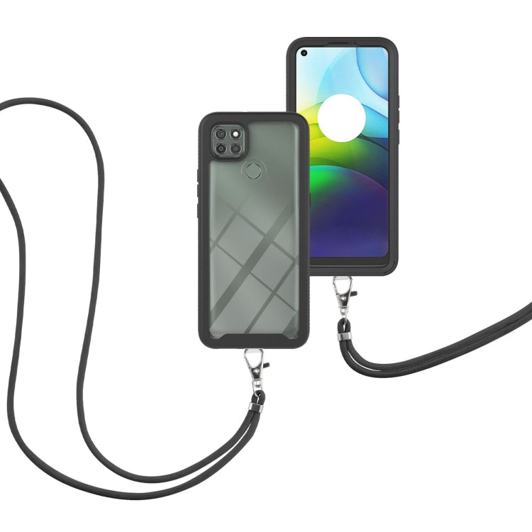 For Motorola Moto G9 Power Starry Sky Solid Color Series Shockproof PC + TPU Protective Case with Neck Strap