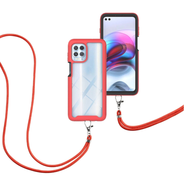 For Motorola Edge S / G100 Starry Sky Solid Color Series Shockproof PC + TPU Protective Case with Neck Strap