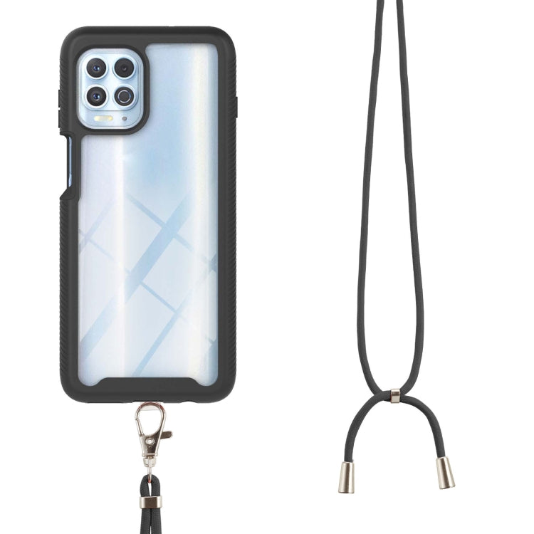 For Motorola Edge S / G100 Starry Sky Solid Color Series Shockproof PC + TPU Protective Case with Neck Strap