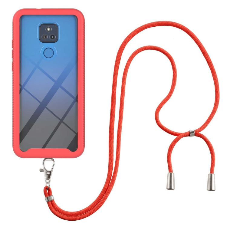 For Motorola Moto G Play 2021 Starry Sky Solid Color Series Shockproof PC + TPU Protective Case with Neck Strap