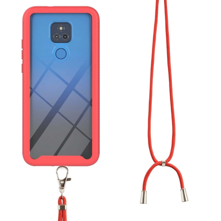 For Motorola Moto G Play 2021 Starry Sky Solid Color Series Shockproof PC + TPU Protective Case with Neck Strap