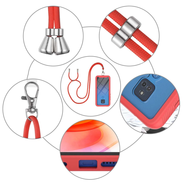For Motorola Moto G Play 2021 Starry Sky Solid Color Series Shockproof PC + TPU Protective Case with Neck Strap