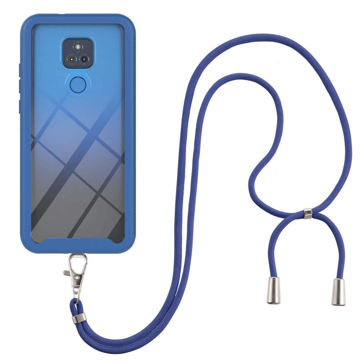 For Motorola Moto G Play 2021 Starry Sky Solid Color Series Shockproof PC + TPU Protective Case with Neck Strap