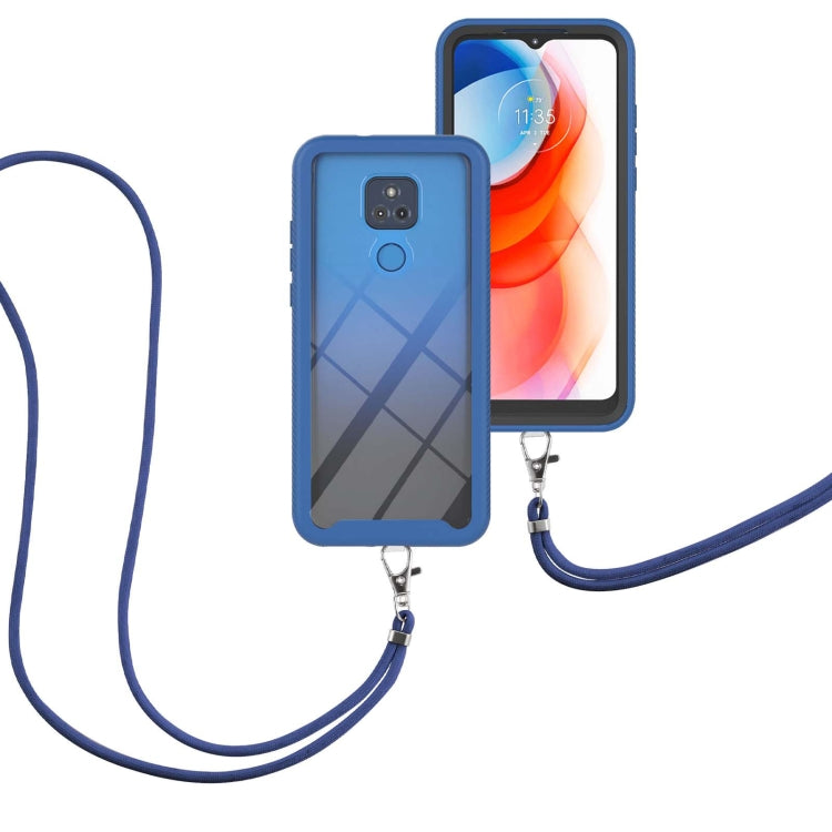 For Motorola Moto G Play 2021 Starry Sky Solid Color Series Shockproof PC + TPU Protective Case with Neck Strap