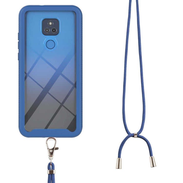 For Motorola Moto G Play 2021 Starry Sky Solid Color Series Shockproof PC + TPU Protective Case with Neck Strap
