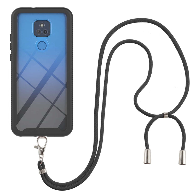 For Motorola Moto G Play 2021 Starry Sky Solid Color Series Shockproof PC + TPU Protective Case with Neck Strap