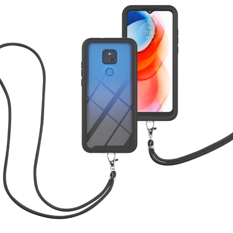 For Motorola Moto G Play 2021 Starry Sky Solid Color Series Shockproof PC + TPU Protective Case with Neck Strap