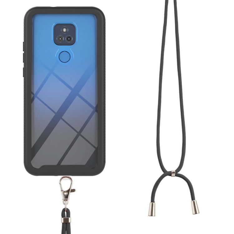 For Motorola Moto G Play 2021 Starry Sky Solid Color Series Shockproof PC + TPU Protective Case with Neck Strap
