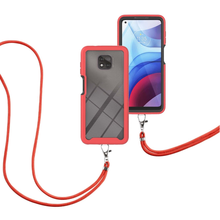 For Motorola Moto G Power 2021 Starry Sky Solid Color Series Shockproof PC + TPU Protective Case with Neck Strap