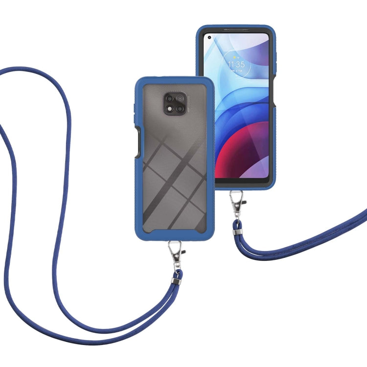For Motorola Moto G Power 2021 Starry Sky Solid Color Series Shockproof PC + TPU Protective Case with Neck Strap