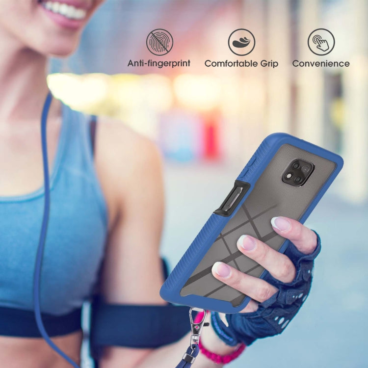 For Motorola Moto G Power 2021 Starry Sky Solid Color Series Shockproof PC + TPU Protective Case with Neck Strap