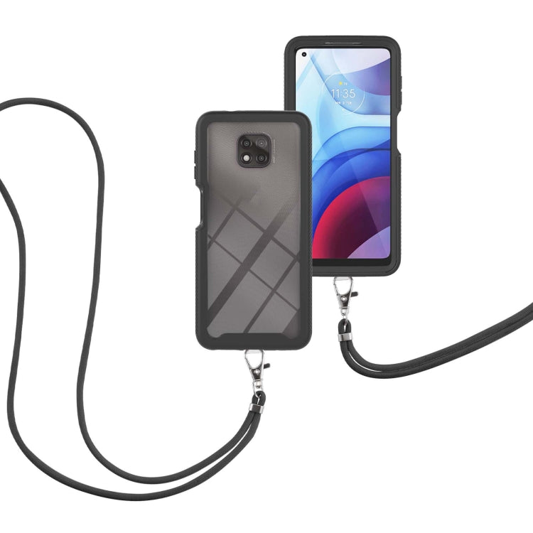 For Motorola Moto G Power 2021 Starry Sky Solid Color Series Shockproof PC + TPU Protective Case with Neck Strap