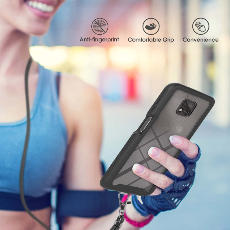 For Motorola Moto G Power 2021 Starry Sky Solid Color Series Shockproof PC + TPU Protective Case with Neck Strap