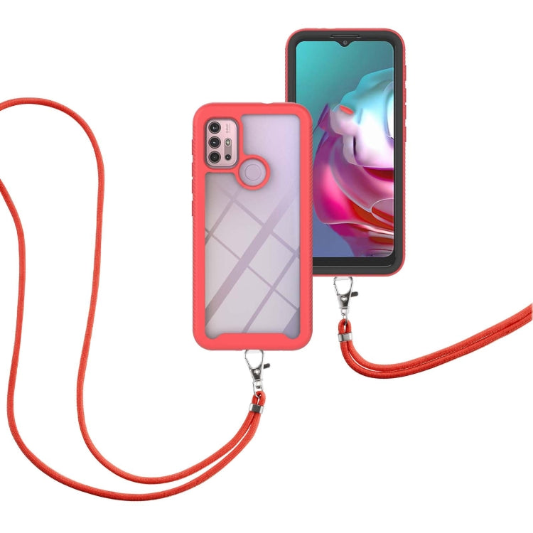 For Motorola Moto G30 / G10 / G10 Power Starry Sky Solid Color Series Shockproof PC + TPU Protective Case with Neck Strap
