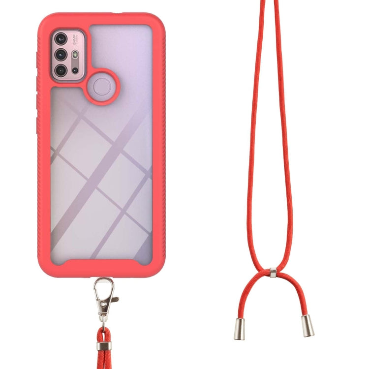 For Motorola Moto G30 / G10 / G10 Power Starry Sky Solid Color Series Shockproof PC + TPU Protective Case with Neck Strap