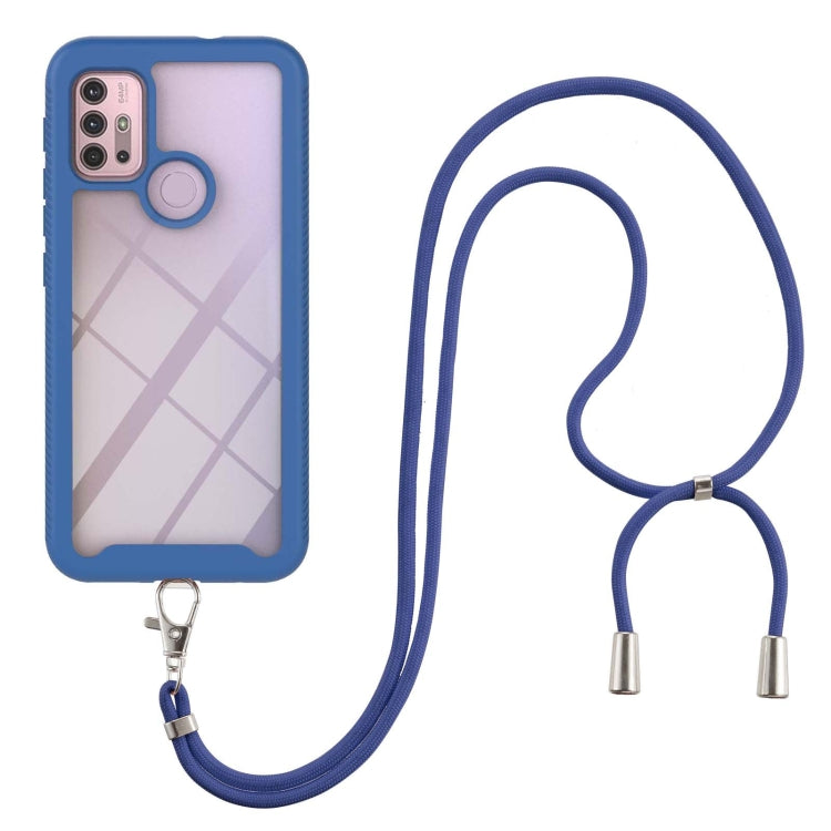 For Motorola Moto G30 / G10 / G10 Power Starry Sky Solid Color Series Shockproof PC + TPU Protective Case with Neck Strap