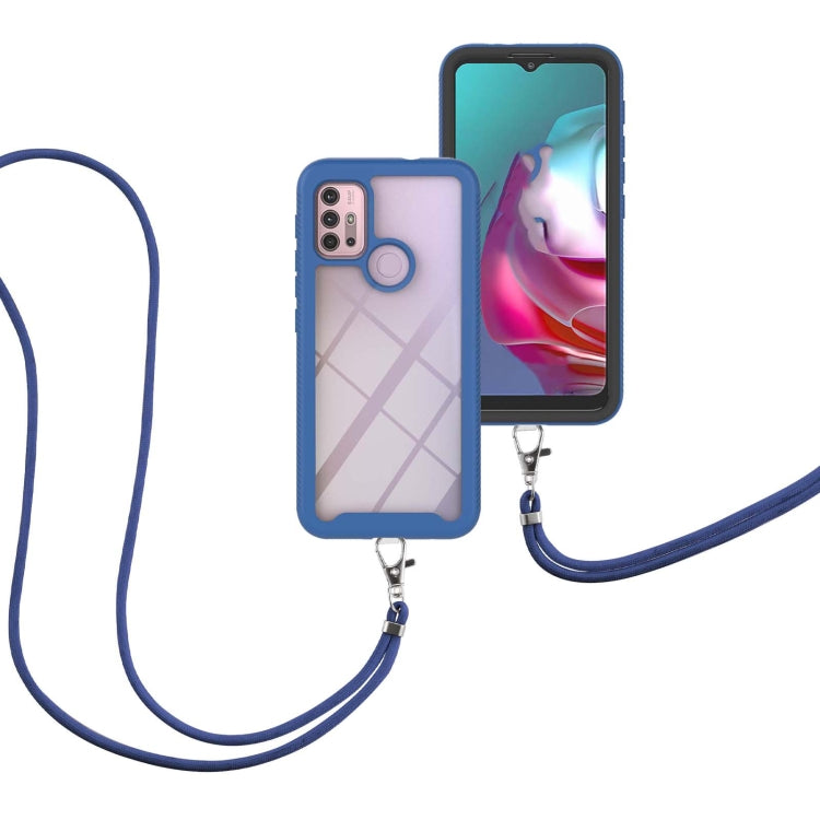 For Motorola Moto G30 / G10 / G10 Power Starry Sky Solid Color Series Shockproof PC + TPU Protective Case with Neck Strap