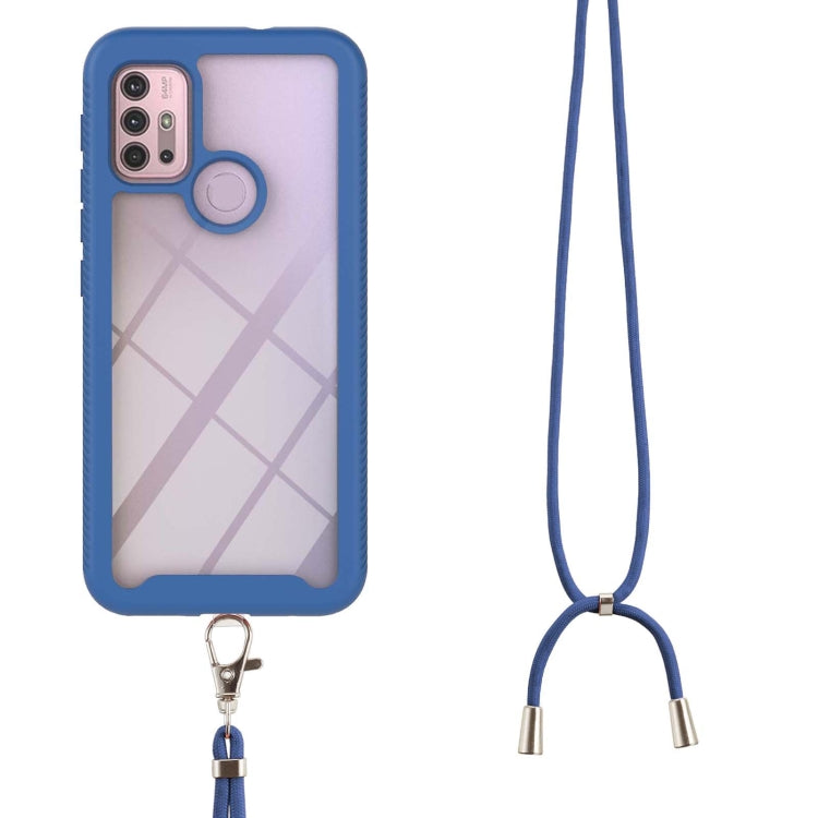 For Motorola Moto G30 / G10 / G10 Power Starry Sky Solid Color Series Shockproof PC + TPU Protective Case with Neck Strap