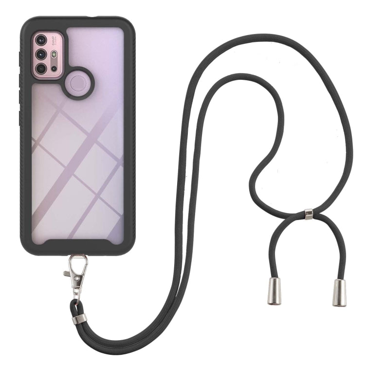 For Motorola Moto G30 / G10 / G10 Power Starry Sky Solid Color Series Shockproof PC + TPU Protective Case with Neck Strap