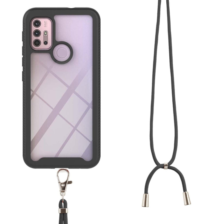 For Motorola Moto G30 / G10 / G10 Power Starry Sky Solid Color Series Shockproof PC + TPU Protective Case with Neck Strap